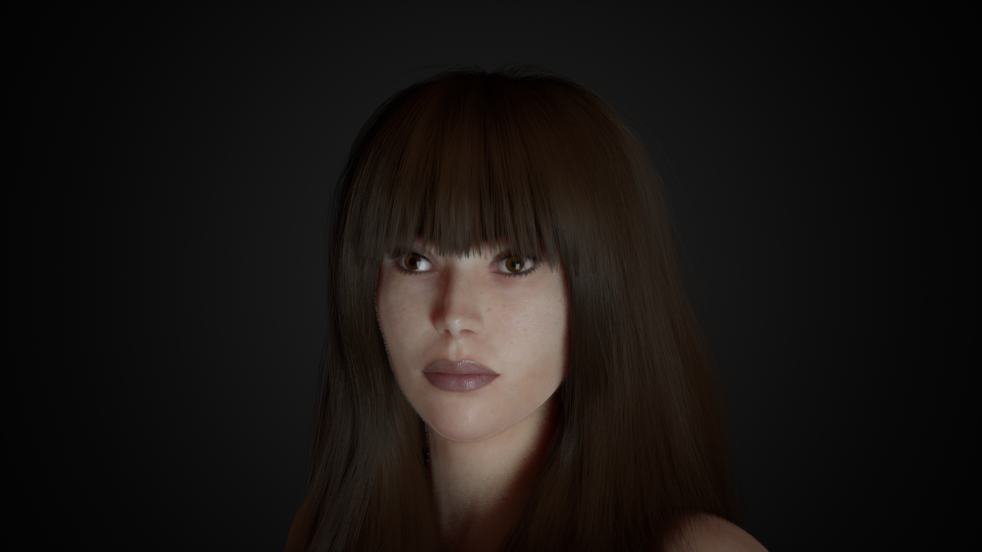 In-game footage of a female character created inside our character creation tool.