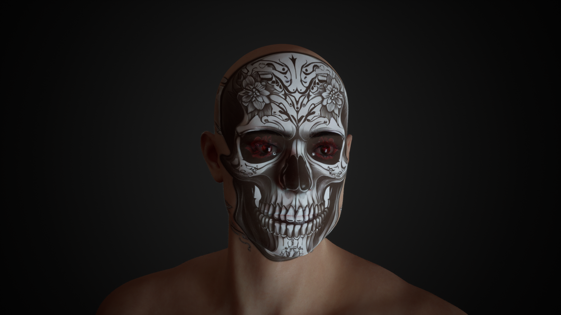 Face Skeletal Tattoo