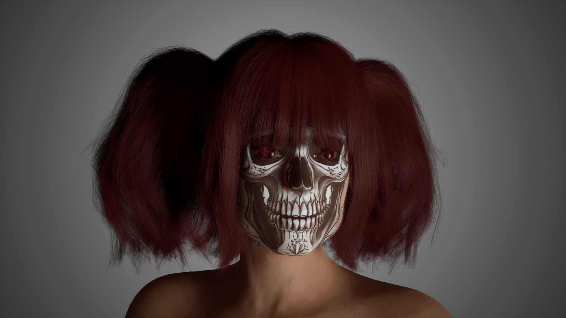 Face Skeletal On a Woman with hair