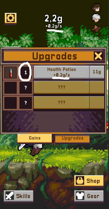 Gold Per Second upgrades