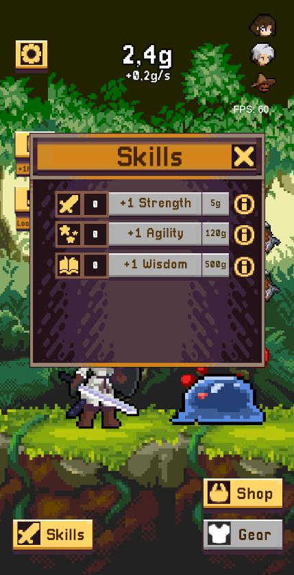 Skills tab