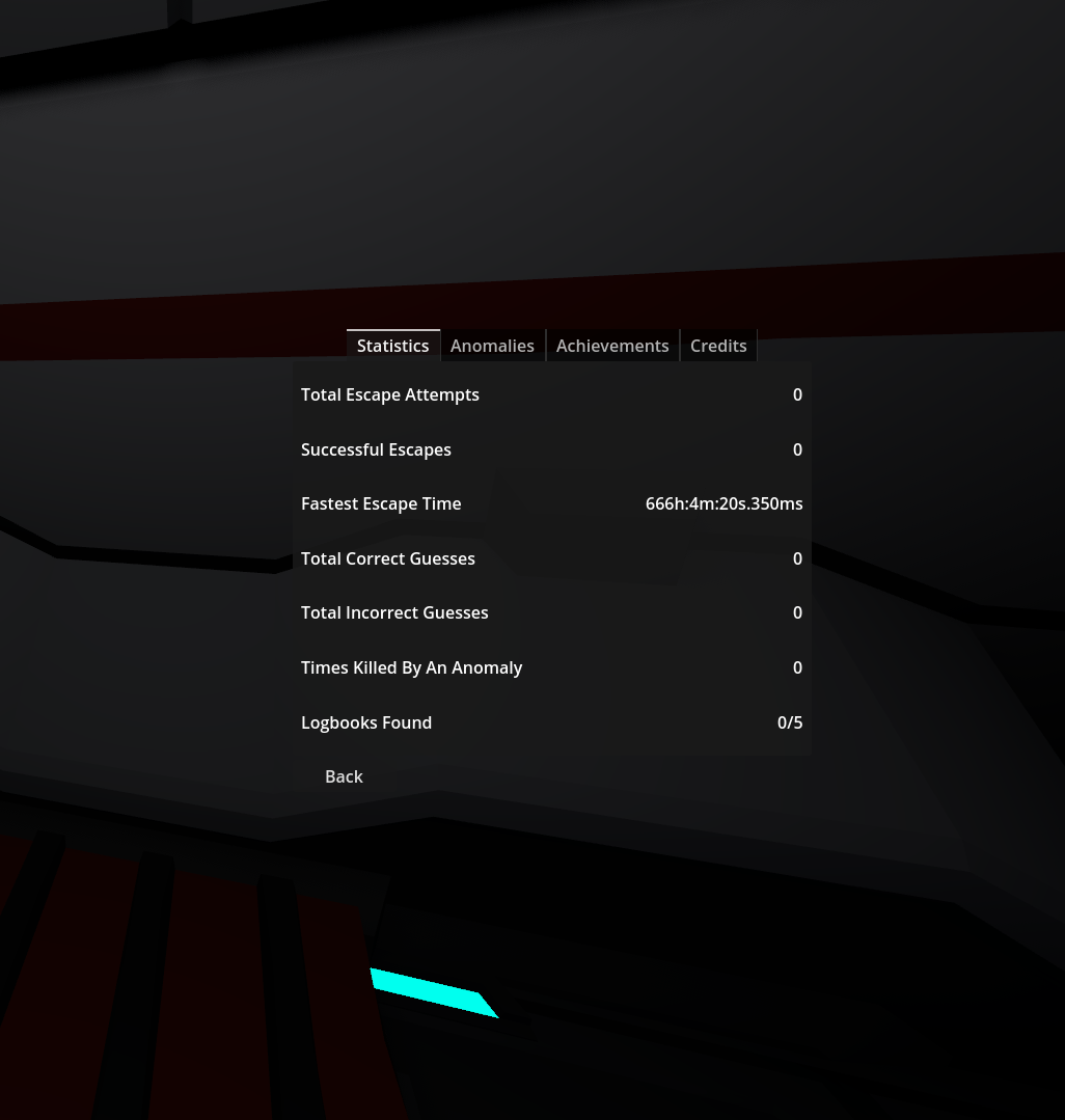 Screenshot of the statistics menu in HANGAR 8