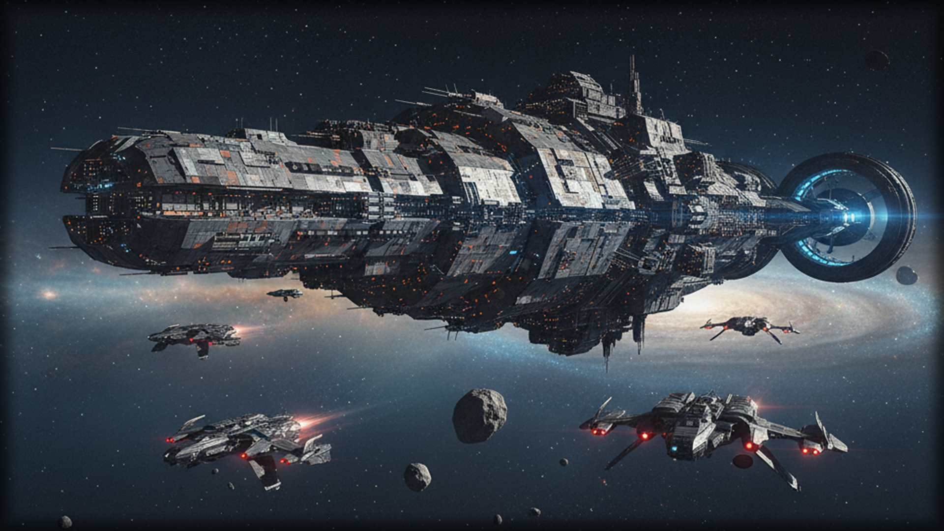 The home away from home MotherShip with a few escort SpaceFighters